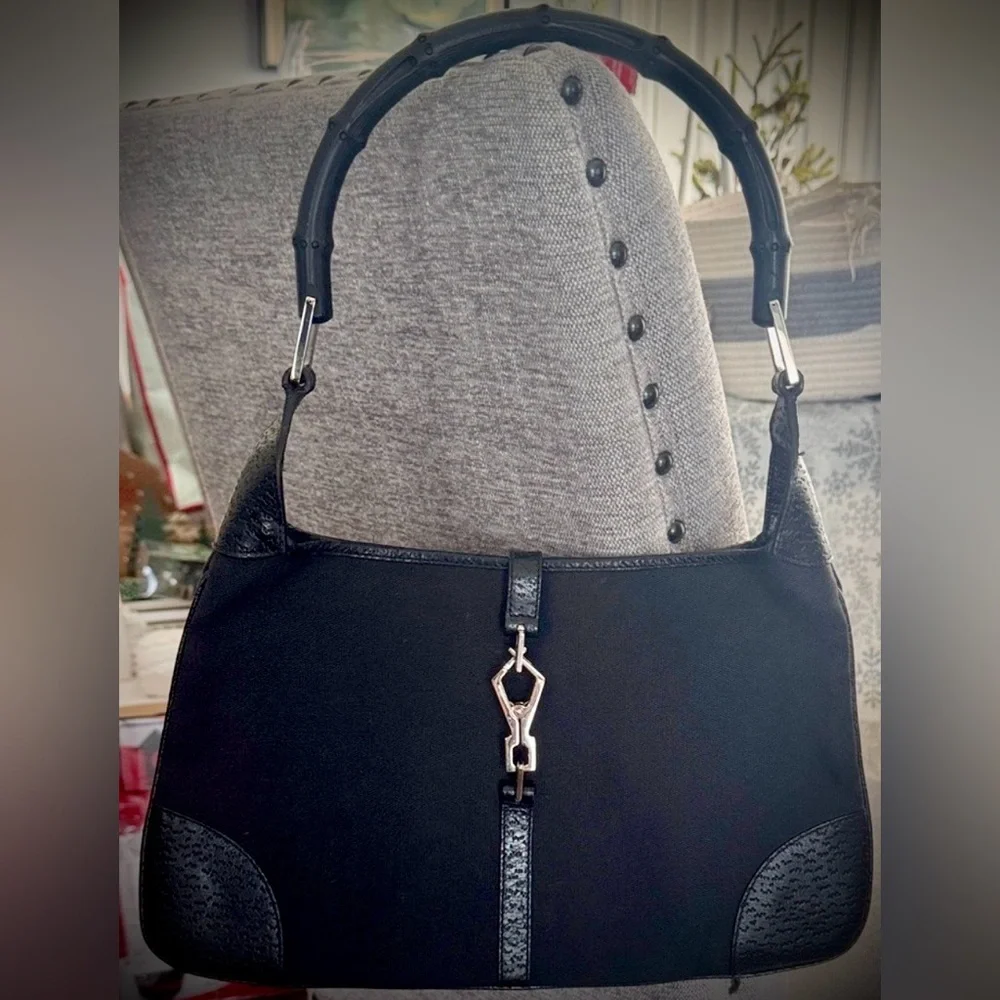 Gucci GG Monogram Vintage Bamboo Ring Handle Shoulder Bag Y2K  (w/Dust Bag) - Picture 4 of 12